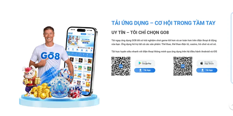 Người chơi có thể trải nghiệm linh hoạt qua bản app Go8